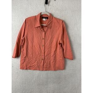 Christina Hope L Long Sleeve Button Up Shirt Pink Padded Sleeves Blazer Vintage